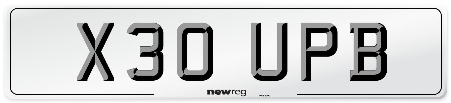 X30 UPB Number Plate from New Reg